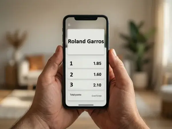 Manos usando aplicación de apuestas en smartphone