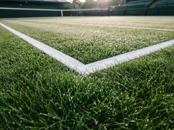 Detalle de la superficie de hierba natural de una pista de tenis